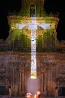 mapping on the facade of the basilica of san sebastiano in palazzolo acreide photo