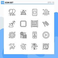 iconos de estilo moderno de 16 líneas. símbolos de contorno para uso general. signo de icono de línea creativa aislado sobre fondo blanco. Paquete de 16 iconos. vector