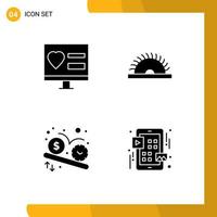 User Interface Pack of 4 Basic Solid Glyphs of app deadline web saw schedule Editable Vector Design Elements