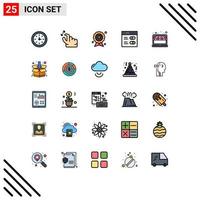 Group of 25 Modern Filled line Flat Colors Set for buy settings badge interface label Editable Vector Design Elements