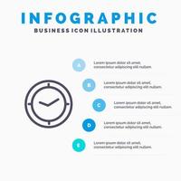 Watch Time Timer Clock Line icon with 5 steps presentation infographics Background vector