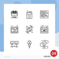 User Interface Pack of 9 Basic Outlines of catkin website blog missing layout Editable Vector Design Elements