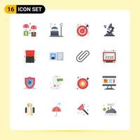 16 Universal Flat Color Signs Symbols of discount science dome microscope office Editable Pack of Creative Vector Design Elements