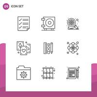 Outline Pack of 9 Universal Symbols of scale pen database tarot entertainment Editable Vector Design Elements