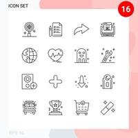 16 Outline concept for Websites Mobile and Apps globe contact us redo contact web Editable Vector Design Elements