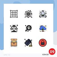 User Interface Pack of 9 Basic Filledline Flat Colors of emission pan item cooking science Editable Vector Design Elements