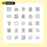 Group of 25 Lines Signs and Symbols for tool option fast mechanic girl Editable Vector Design Elements