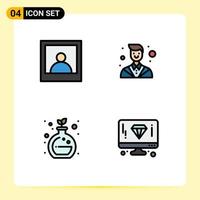 User Interface Pack of 4 Basic Filledline Flat Colors of man design counselor chemistry computer Editable Vector Design Elements
