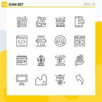 16 User Interface Outline Pack of modern Signs and Symbols of coding pay building online e Editable Vector Design Elements
