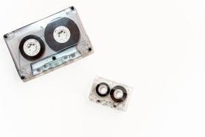 Different sizes of audio cassette tape isolated photo