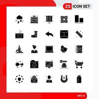 Pictogram Set of 25 Simple Solid Glyphs of vertical align business education learning Editable Vector Design Elements