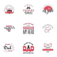 Happy fathers day greeting cards set 9 Black and Pink Vector typography lettering Usable for banners print You are the best dad text design Editable Vector Design Elements