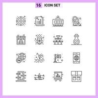 Universal Icon Symbols Group of 16 Modern Outlines of launch service transport online chat Editable Vector Design Elements