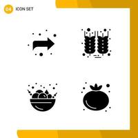 4 Icon Set. Solid Style Icon Pack. Glyph Symbols isolated on White Backgound for Responsive Website Designing. vector