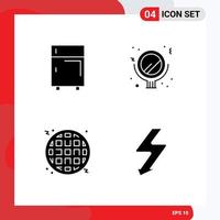 Mobile Interface Solid Glyph Set of 4 Pictograms of devices food equipment makeup camera Editable Vector Design Elements