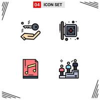 Set of 4 Modern UI Icons Symbols Signs for house computer board sign sample Editable Vector Design Elements