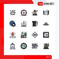 16 iconos creativos signos y símbolos modernos de corazón internet hombre globo tiempo elementos de diseño de vectores creativos editables