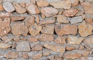 fondo de un antiguo muro de piedra desigual, las piedras están apiladas en un lío. estilo vintage, idea para fondo o papel tapiz con espacio de copia foto