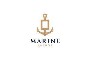 Letter O monogram, Anchor logotype. Logo of yacht club, maritime emblem. vector