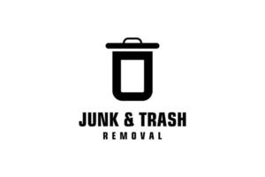 Letter O for junk removal logo design, environmentally friendly garbage disposal service, simple minimalist design icon. vector