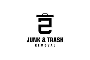 Letter Z for junk removal logo design, environmentally friendly garbage disposal service, simple minimalist design icon. vector