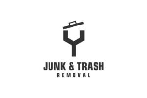 Letter Y for junk removal logo design, environmentally friendly garbage disposal service, simple minimalist design icon. vector