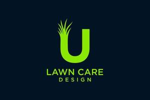 Letter U with Grass Logo template vector icon illustration design