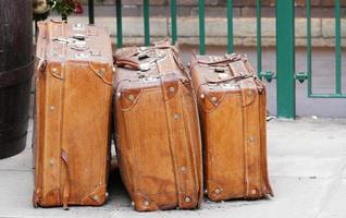 Vintage Leather Luggage Bags photo