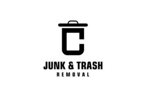 Letter C for junk removal logo design, environmentally friendly garbage disposal service, simple minimalist design icon. vector