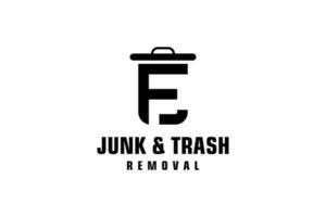 Letter F for junk removal logo design, environmentally friendly garbage disposal service, simple minimalist design icon. vector