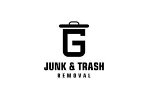 Letter G for junk removal logo design, environmentally friendly garbage disposal service, simple minimalist design icon. vector