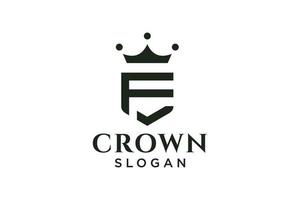 vintage crown logo and letter F symbol. Modern luxury brand element sign. Vector illustration.