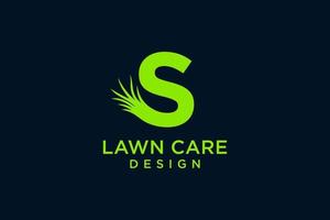 letra s con diseño de ilustración de icono de vector de plantilla de logotipo de hierba