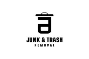 Letter A for junk removal logo design, environmentally friendly garbage disposal service, simple minimalist design icon. vector