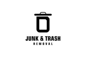 Letter D for junk removal logo design, environmentally friendly garbage disposal service, simple minimalist design icon. vector