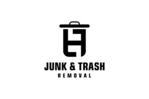 Letter H for junk removal logo design, environmentally friendly garbage disposal service, simple minimalist design icon. vector