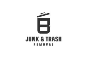 Letter B for junk removal logo design, environmentally friendly garbage disposal service, simple minimalist design icon. vector