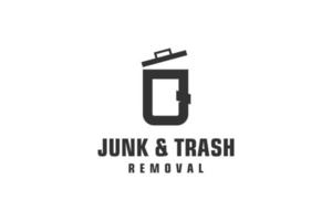 Letter Q for junk removal logo design, environmentally friendly garbage disposal service, simple minimalist design icon. vector