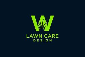 Letter W with Grass Logo template vector icon illustration design