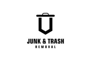 Letter V for junk removal logo design, environmentally friendly garbage disposal service, simple minimalist design icon. vector