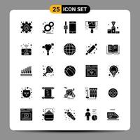 25 Black Icon Pack Glyph Symbols Signs for Responsive designs on white background. 25 Icons Set. vector