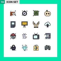 Set of 16 Modern UI Icons Symbols Signs for alphabet device finger console food Editable Creative Vector Design Elements