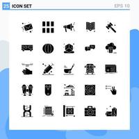 25 User Interface Solid Glyph Pack of modern Signs and Symbols of tool construction marketing reading book Editable Vector Design Elements