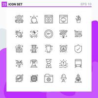 Group of 25 Lines Signs and Symbols for interface cloud decoration website ux Editable Vector Design Elements