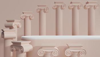 3d luxury podium with roman column for product background podium classic style  for show cosmetic podructs display case  on background. photo