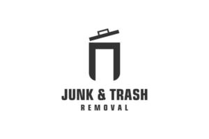 Letter N for junk removal logo design, environmentally friendly garbage disposal service, simple minimalist design icon. vector