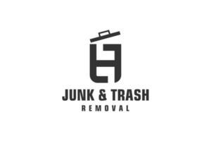 Letter H for junk removal logo design, environmentally friendly garbage disposal service, simple minimalist design icon. vector