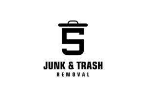 Letter S for junk removal logo design, environmentally friendly garbage disposal service, simple minimalist design icon. vector