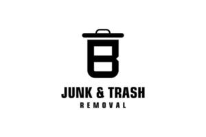 Letter B for junk removal logo design, environmentally friendly garbage disposal service, simple minimalist design icon. vector