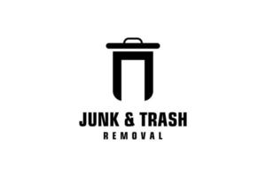 Letter N for junk removal logo design, environmentally friendly garbage disposal service, simple minimalist design icon. vector